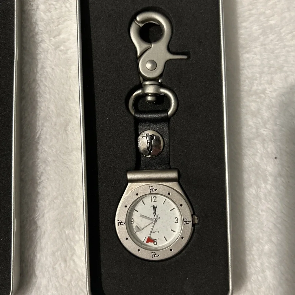 ProActive Sports Golf Pocket Watch Quartz Clip Keychain Golfer w/ Tin